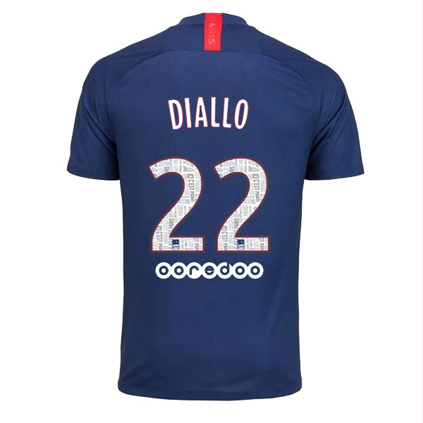 Camiseta Paris Saint Germain NO.22 Diallo Replica Primera Ropa 2019/20 Azul